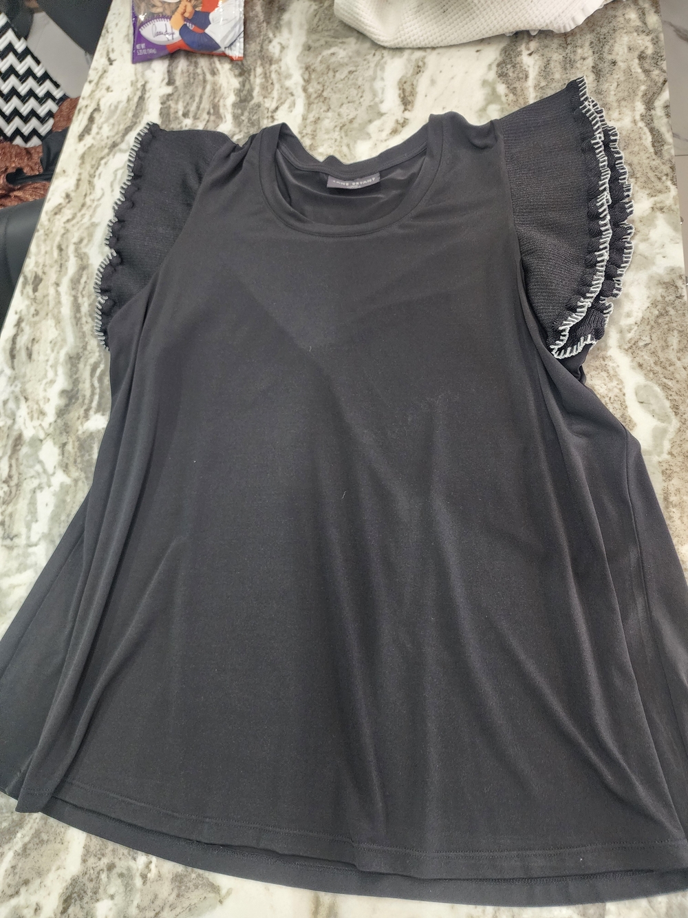 2 Black And Aqua Flutter Sleeve Women's Tops Teal Minor Flaw See Last Pic